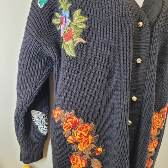 Oserjep Longline Embroidered Tiger Knit Patchwork AMAZING Cardi OS - Picture 7 of 16